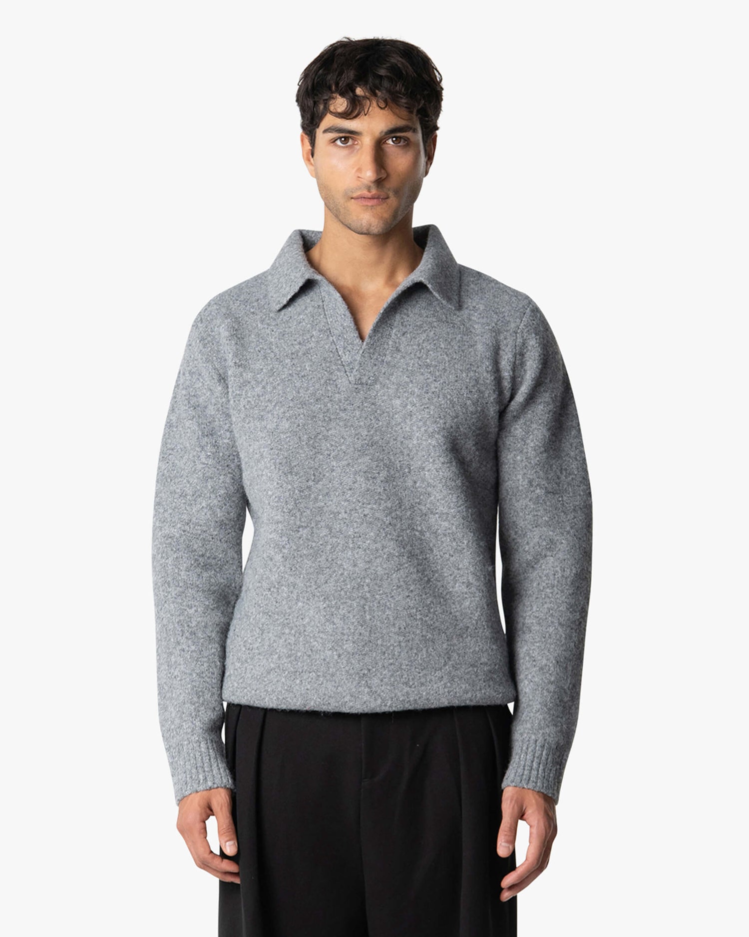 Regatta Regular Brushed Polo Sweater | Grey Melee