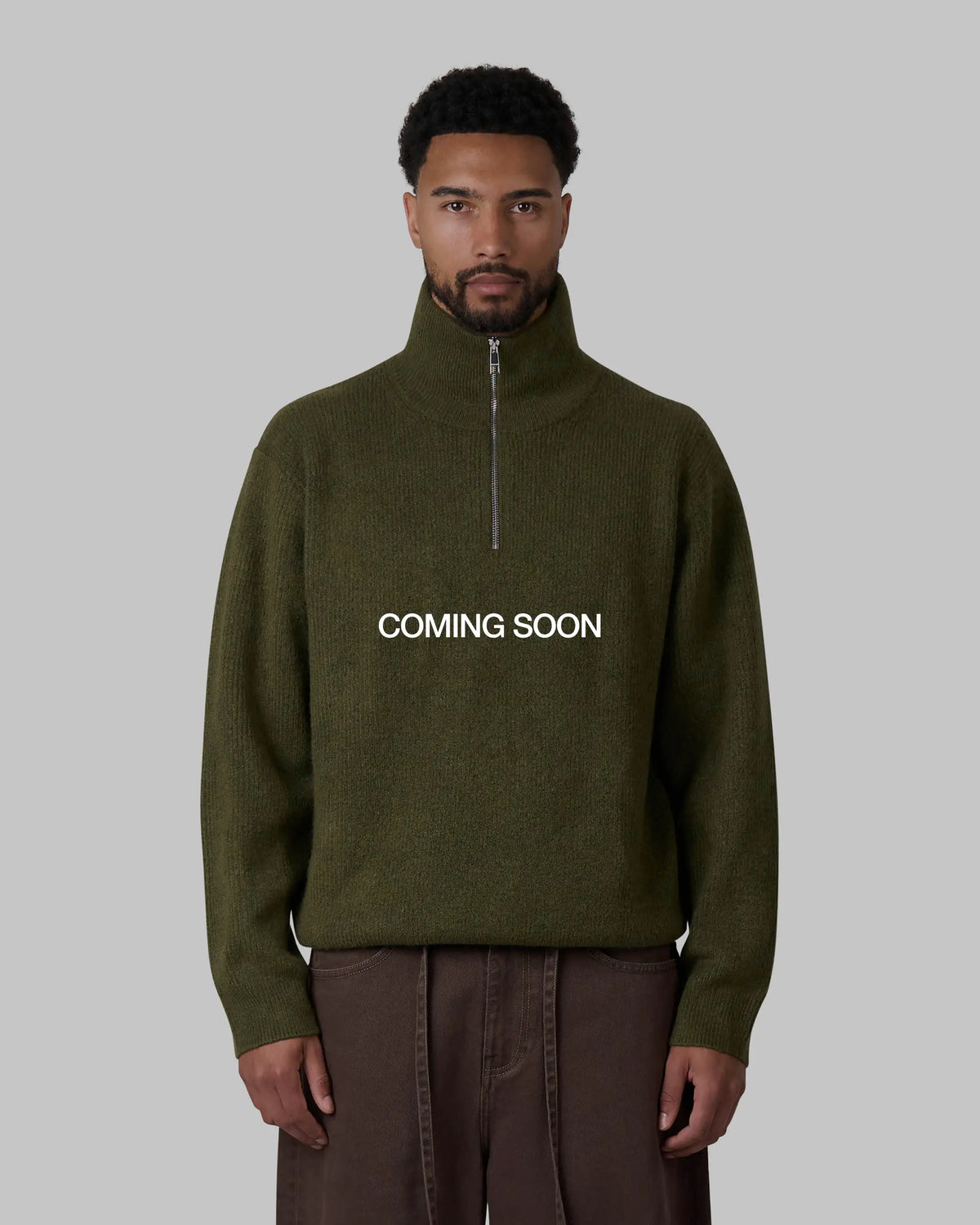 Sontuso Knitted Half-Zip Sweater | Green