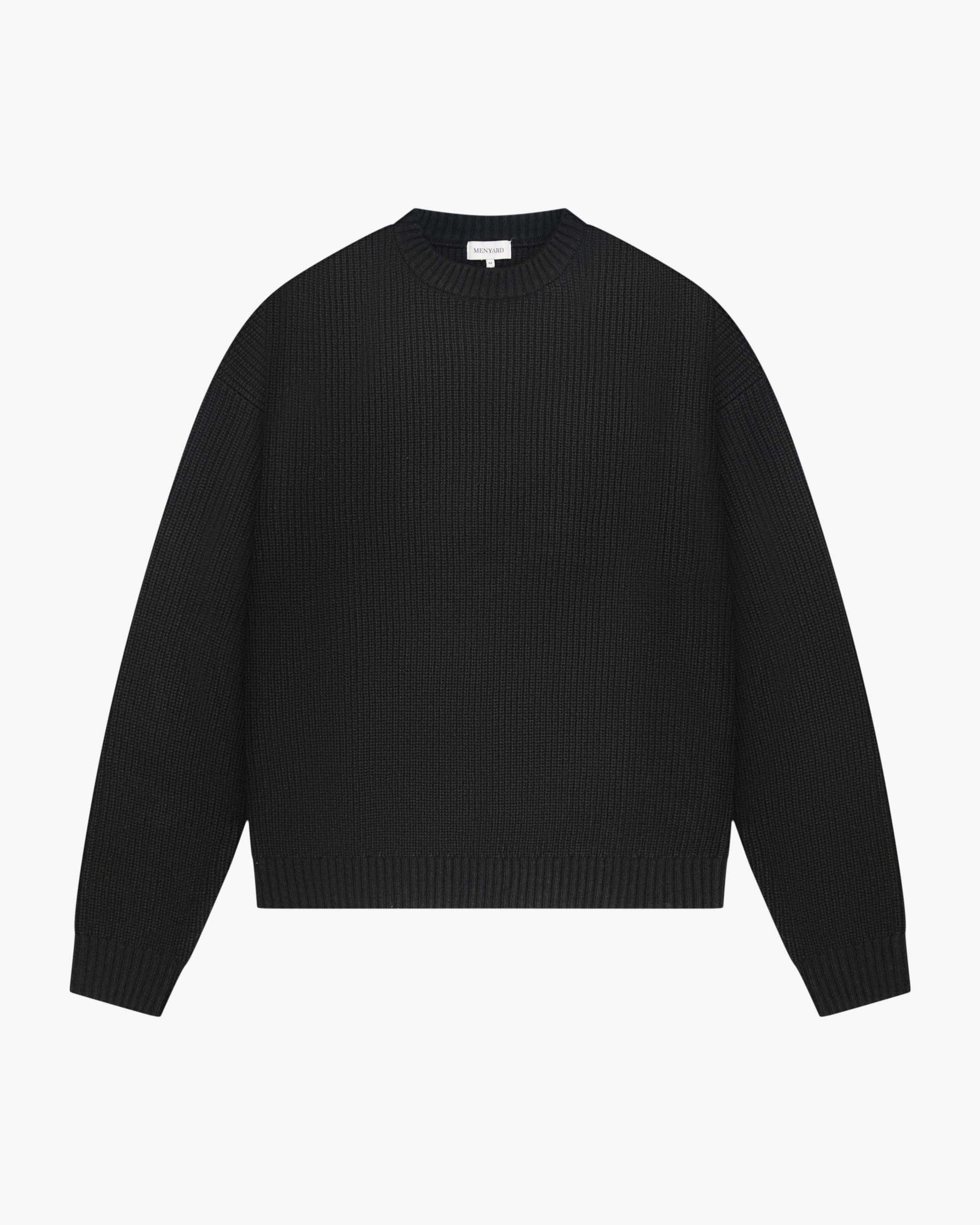 Naval Knitted Cotton Sweater | Black