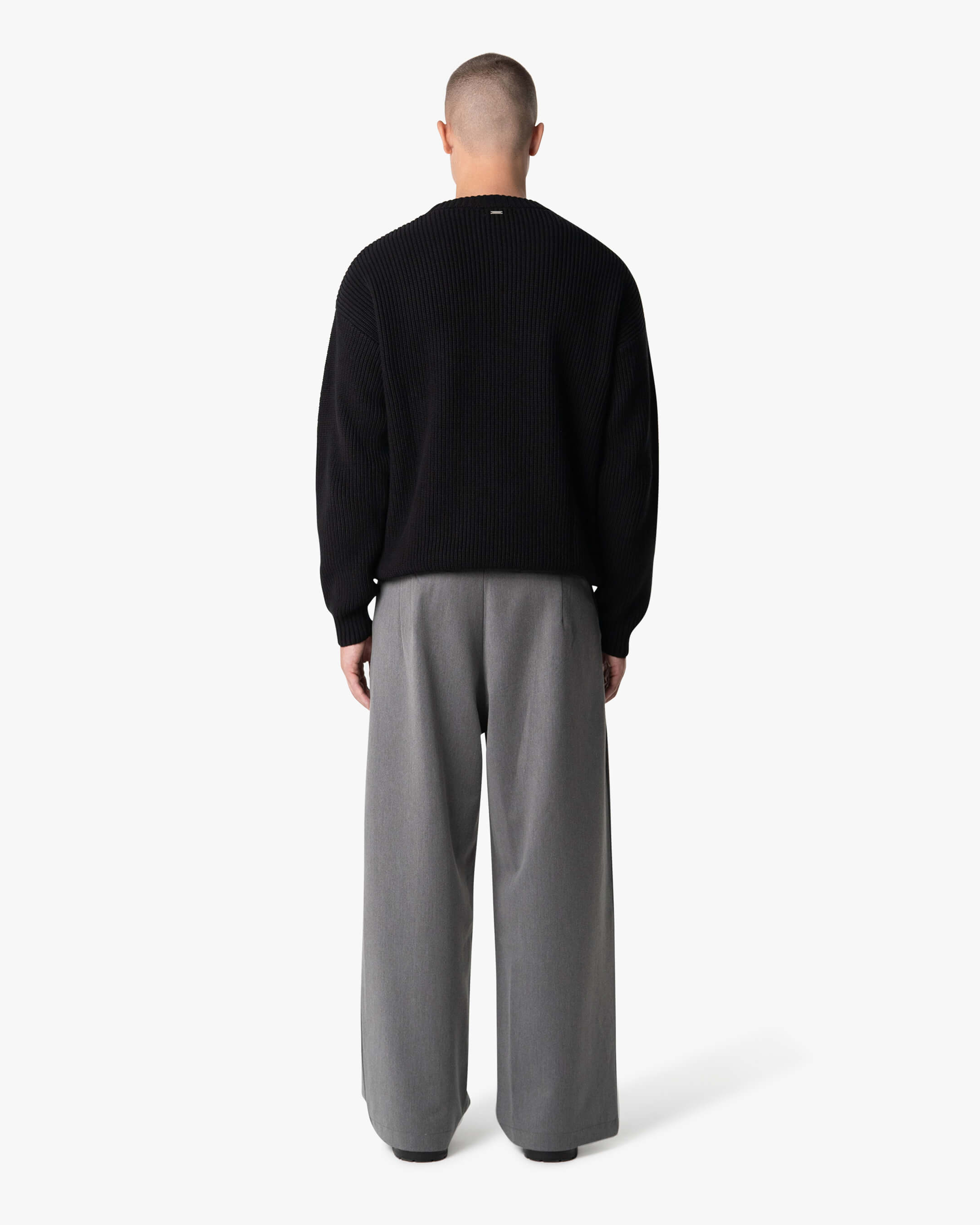 Naval Knitted Cotton Sweater | Black