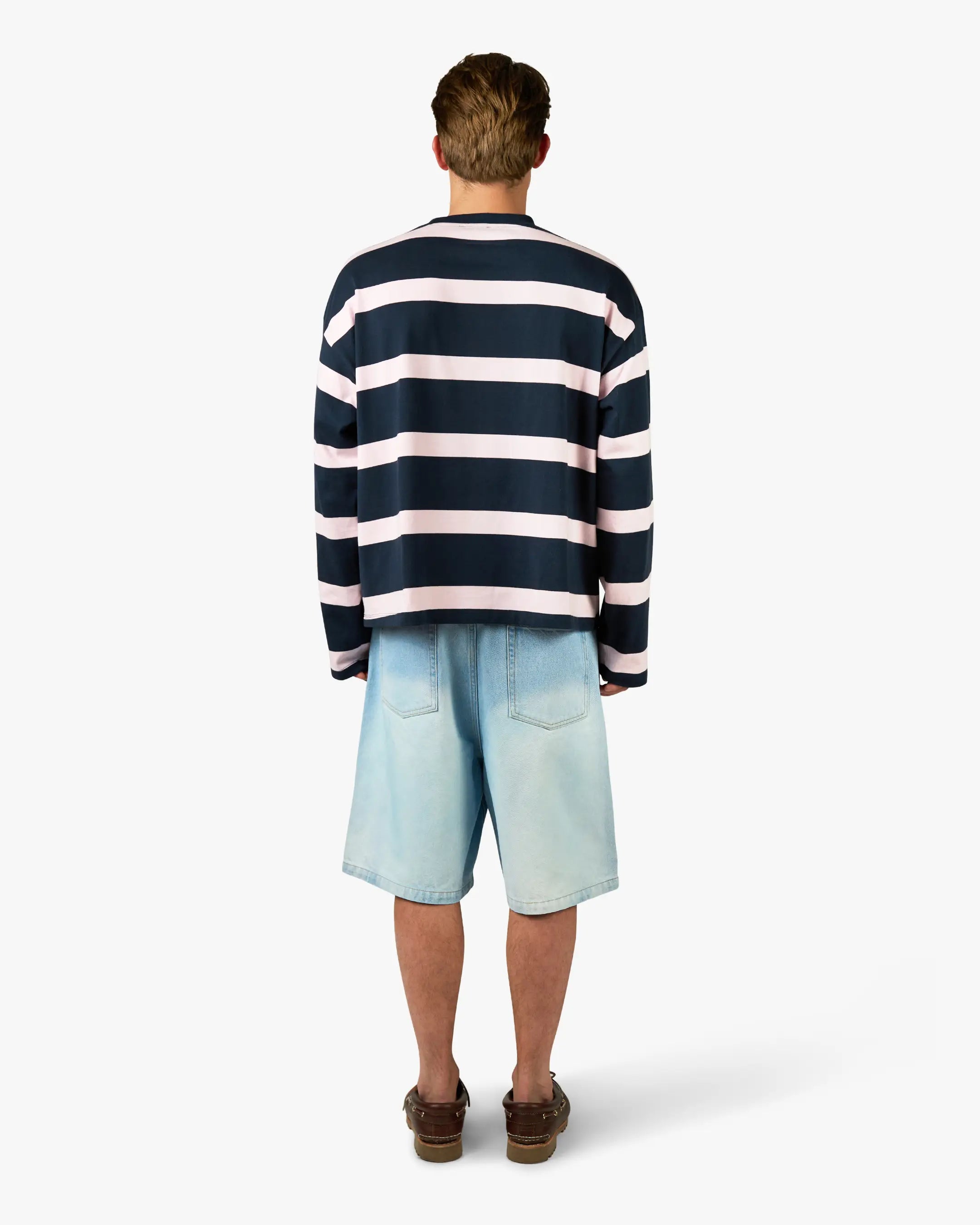 Striped Boxy Longsleeve | Navy/Pink