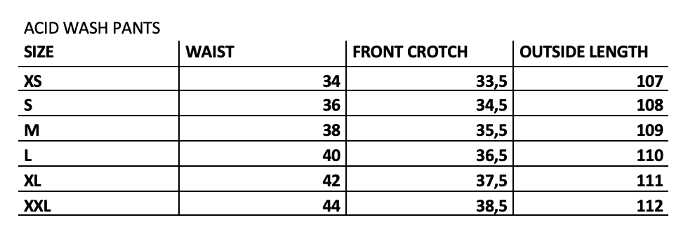 Size Chart