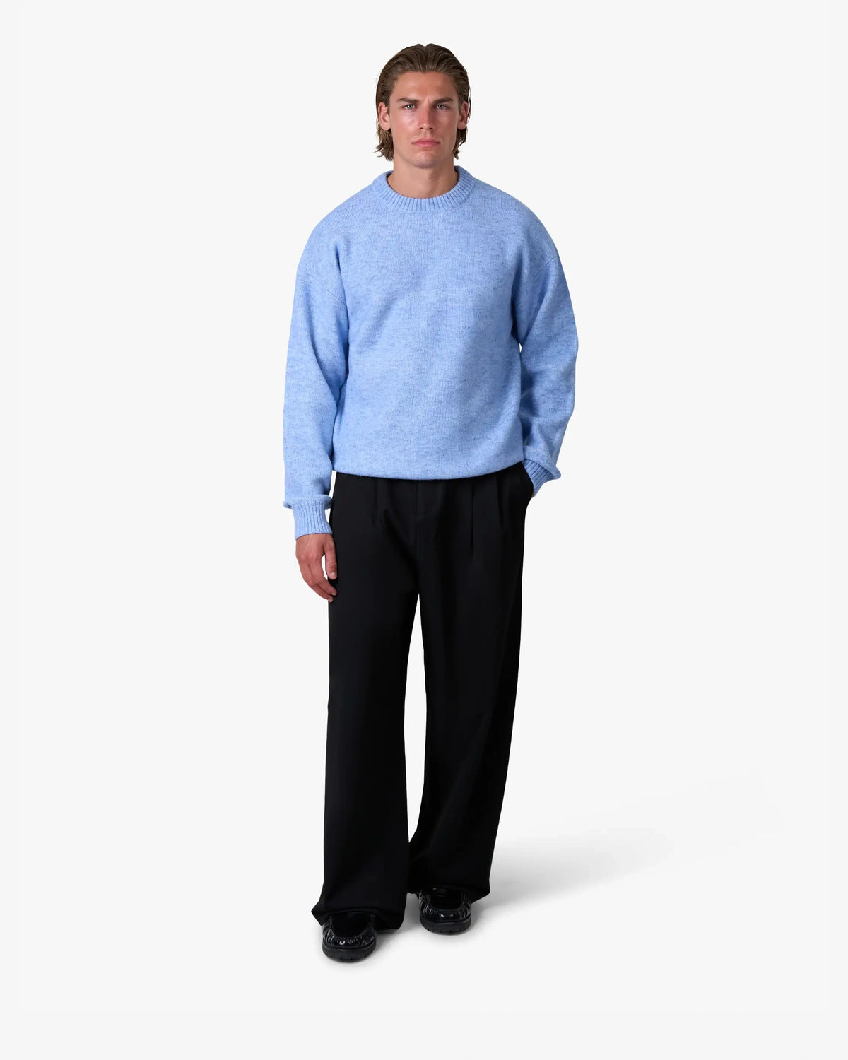 Brixton Wool-Blend Brushed Sweater | Blue