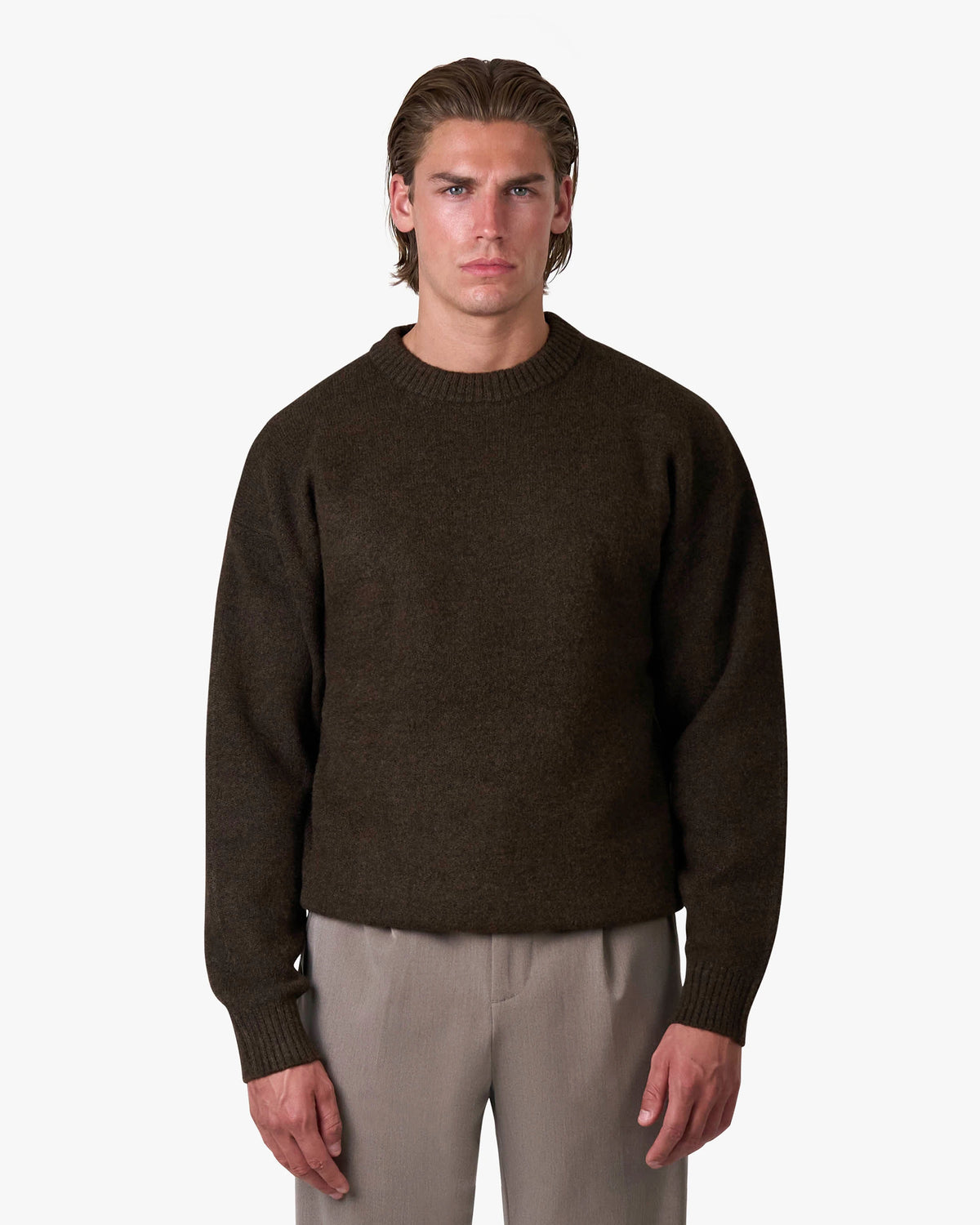 Brixton Wool-Blend Brushed Sweater | Dark Brown