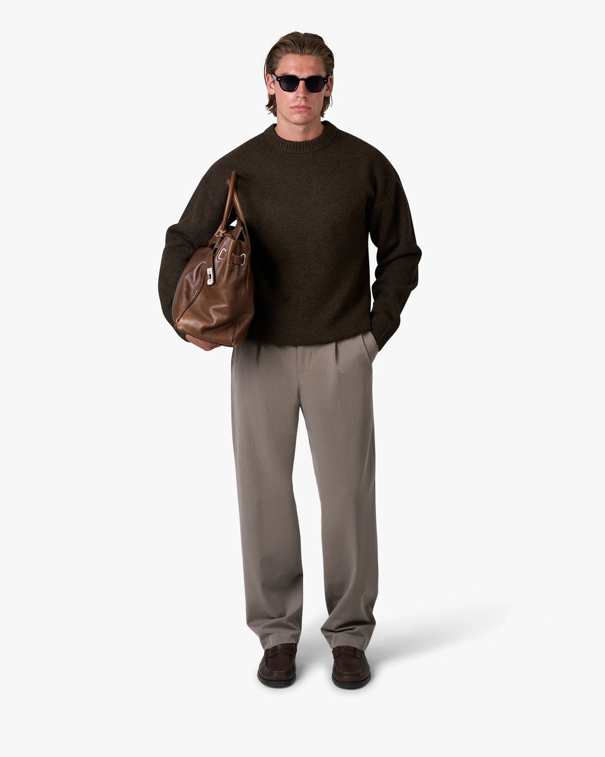 Brixton Wool-Blend Brushed Sweater | Dark Brown