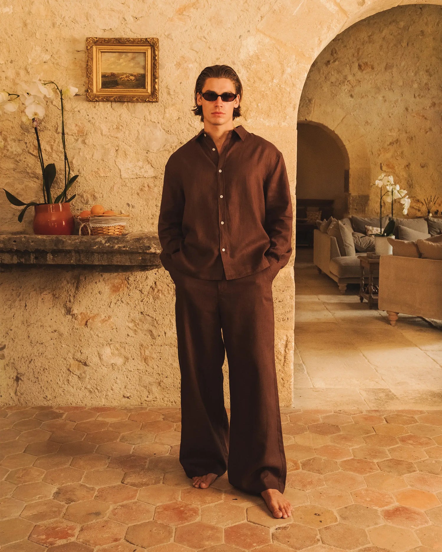 Cannes Linen Pantalon | Brown