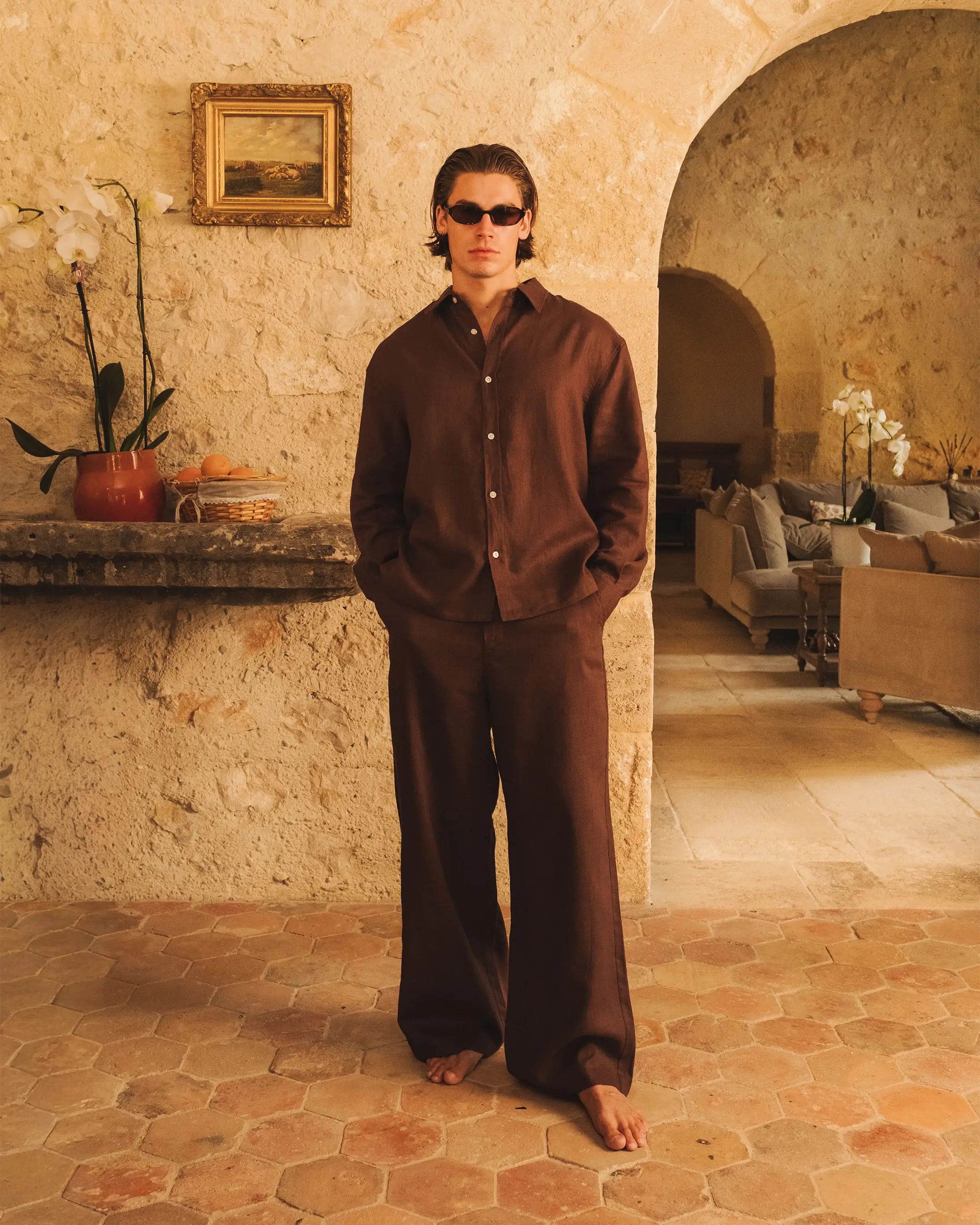 Cannes Linen Pantalon | Brown