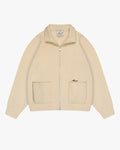 Giacca Heavy Knitted Zip-Up Cardigan | Ecru flatlay open