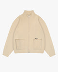 Giacca Heavy Knitted Zip-Up Cardigan | Ecru flatlay