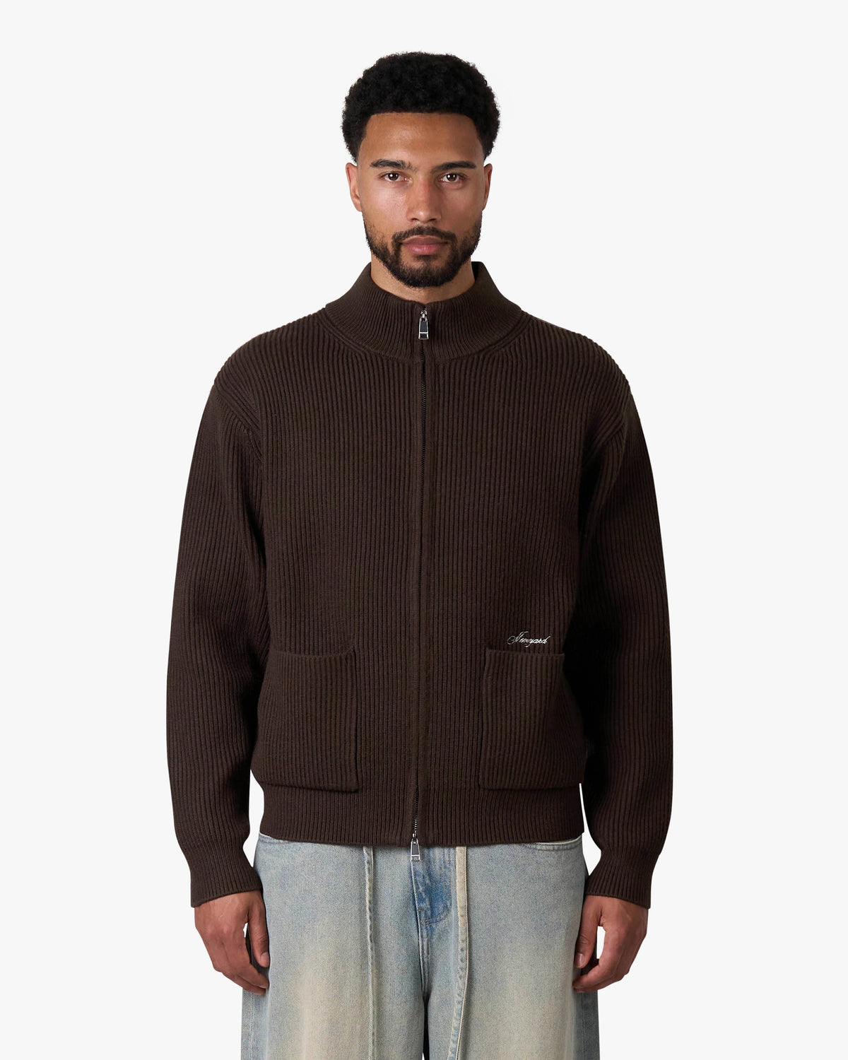 Giacca Heavy Knitted Zip-Up Cardigan | Brown