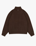 Giacca Heavy Knitted Zip-Up Cardigan | Brown flatlay back
