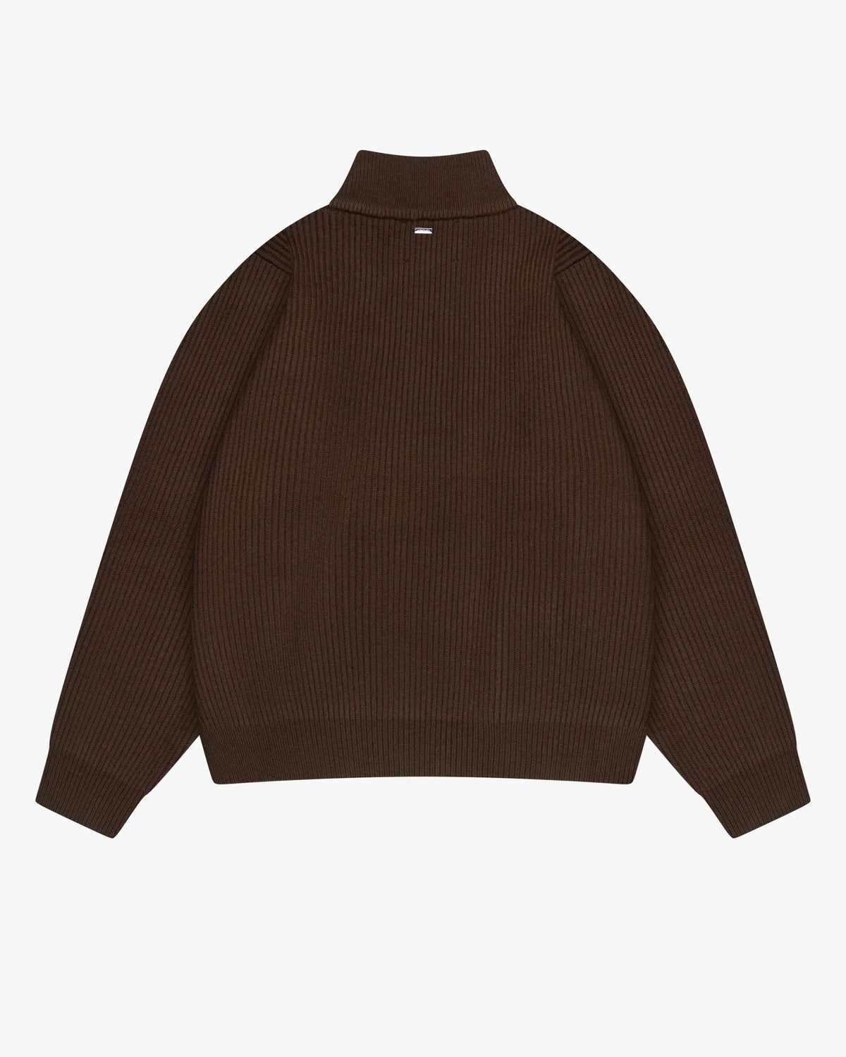 Giacca Heavy Knitted Zip-Up Cardigan | Brown flatlay back