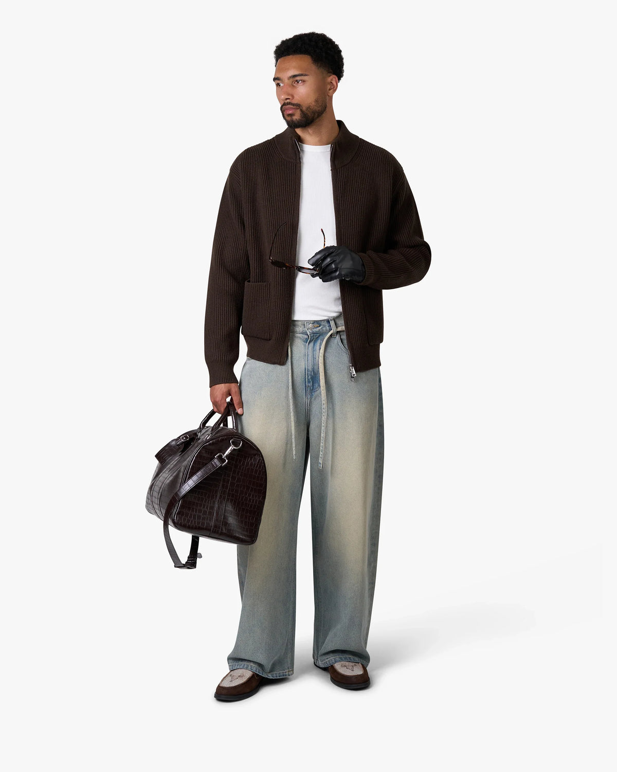 Giacca Heavy Knitted Zip-Up Cardigan | Brown