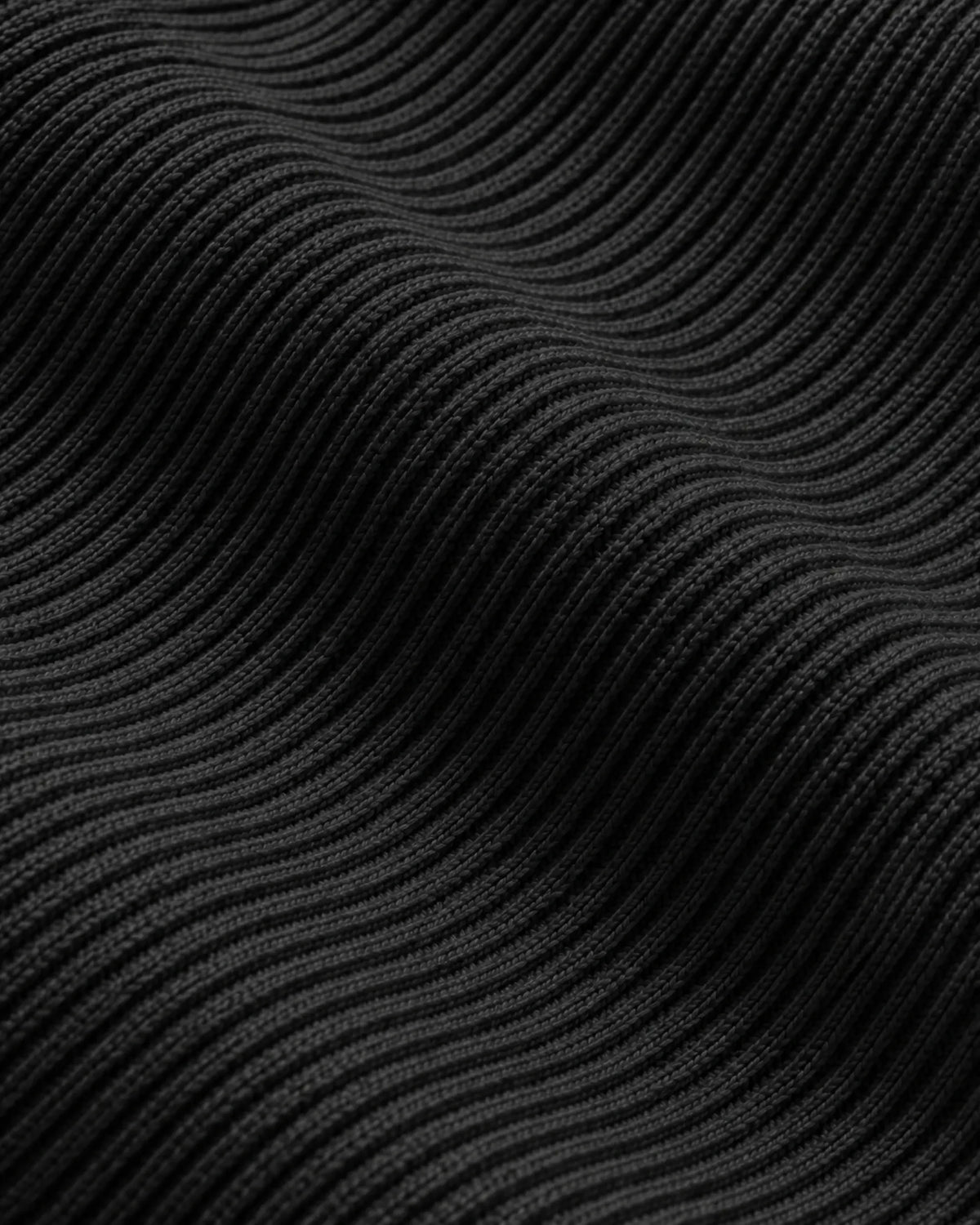 Close-up of the ribbed cotton knit on the Naval sweater in black