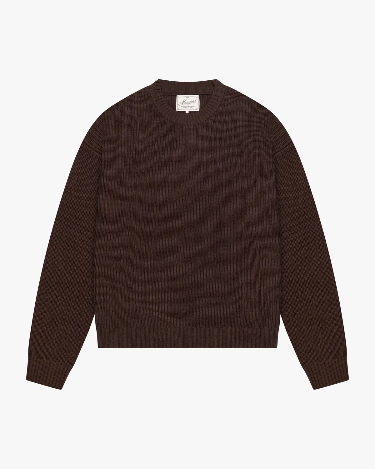 Naval Knitted Cotton Sweater | Dark Brown flatlay