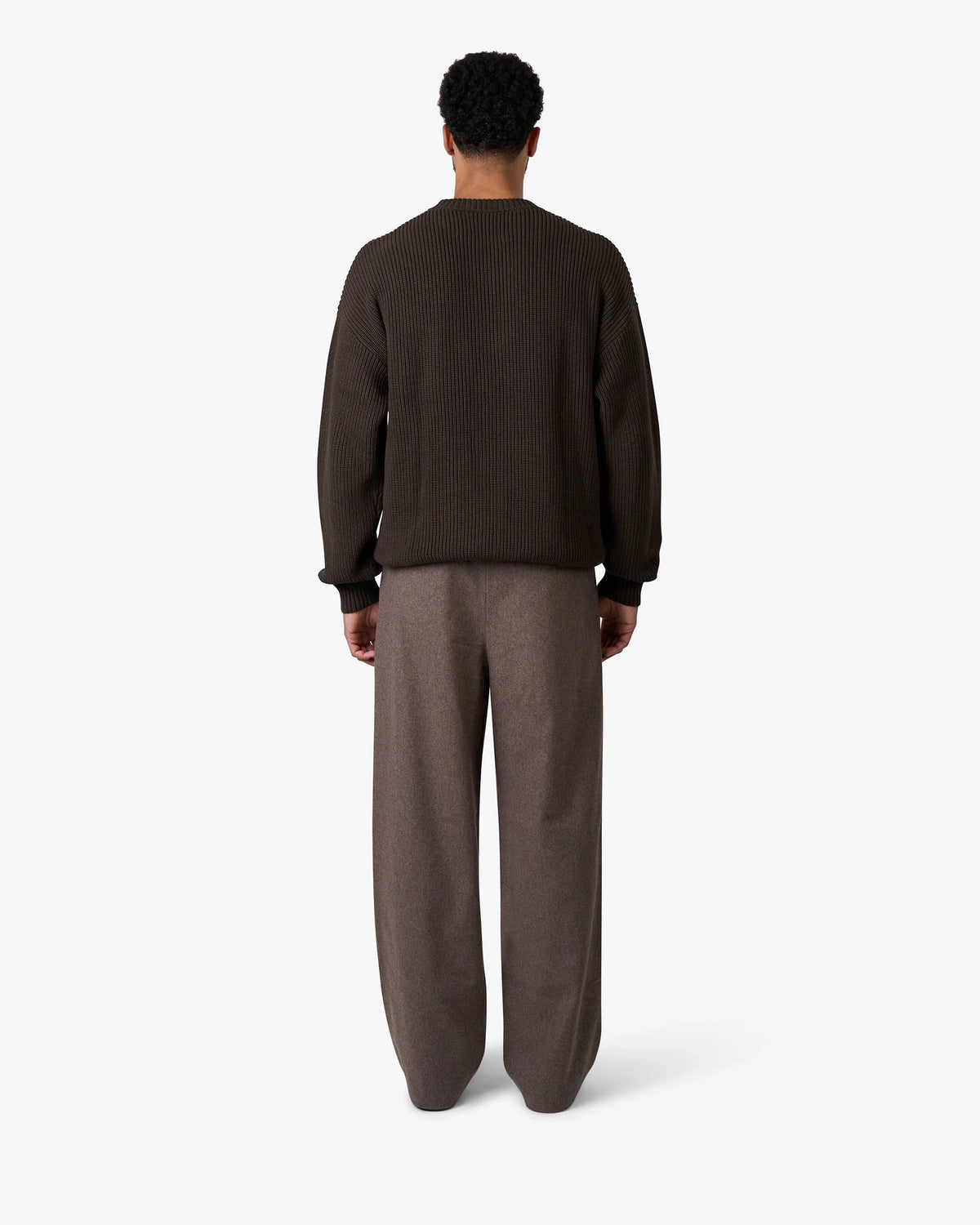 Naval Knitted Cotton Sweater | Dark Brown