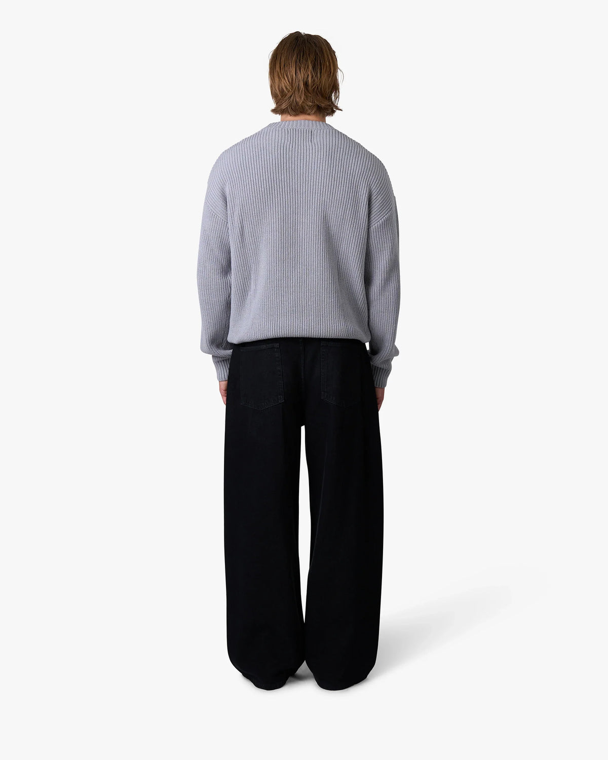 Naval Knitted Cotton Sweater | Grey Melee