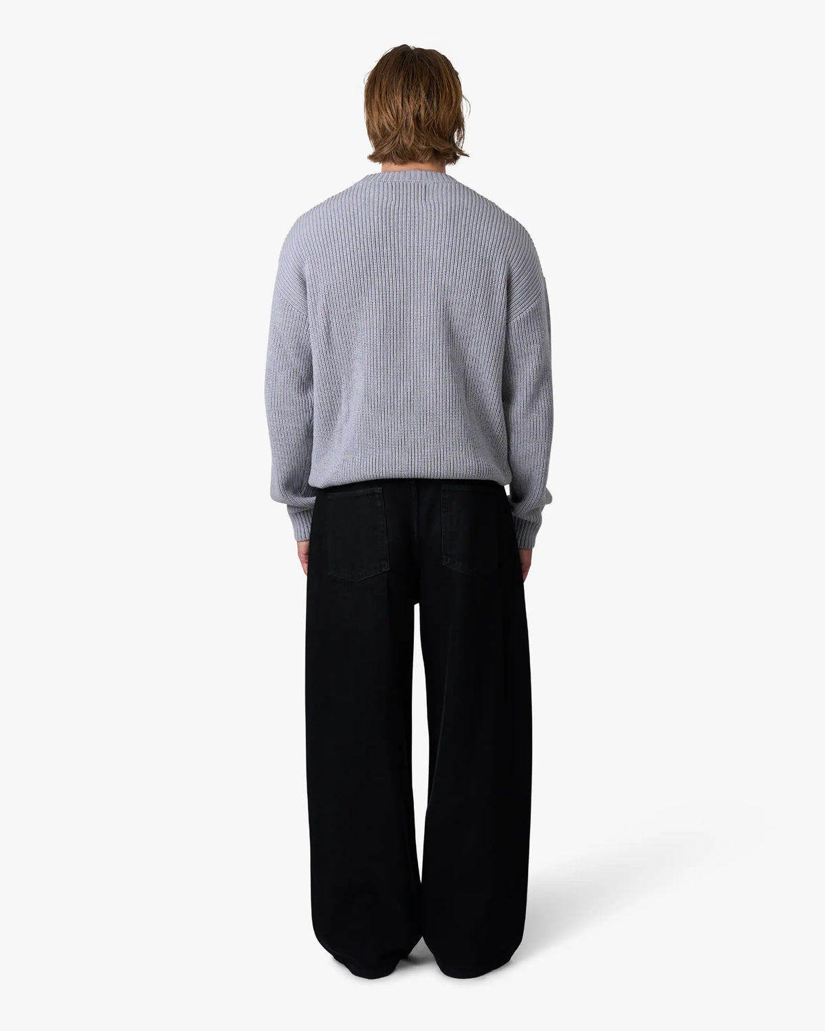 Naval Knitted Cotton Sweater | Grey Melee