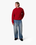Naval Knitted Cotton Sweater | Red