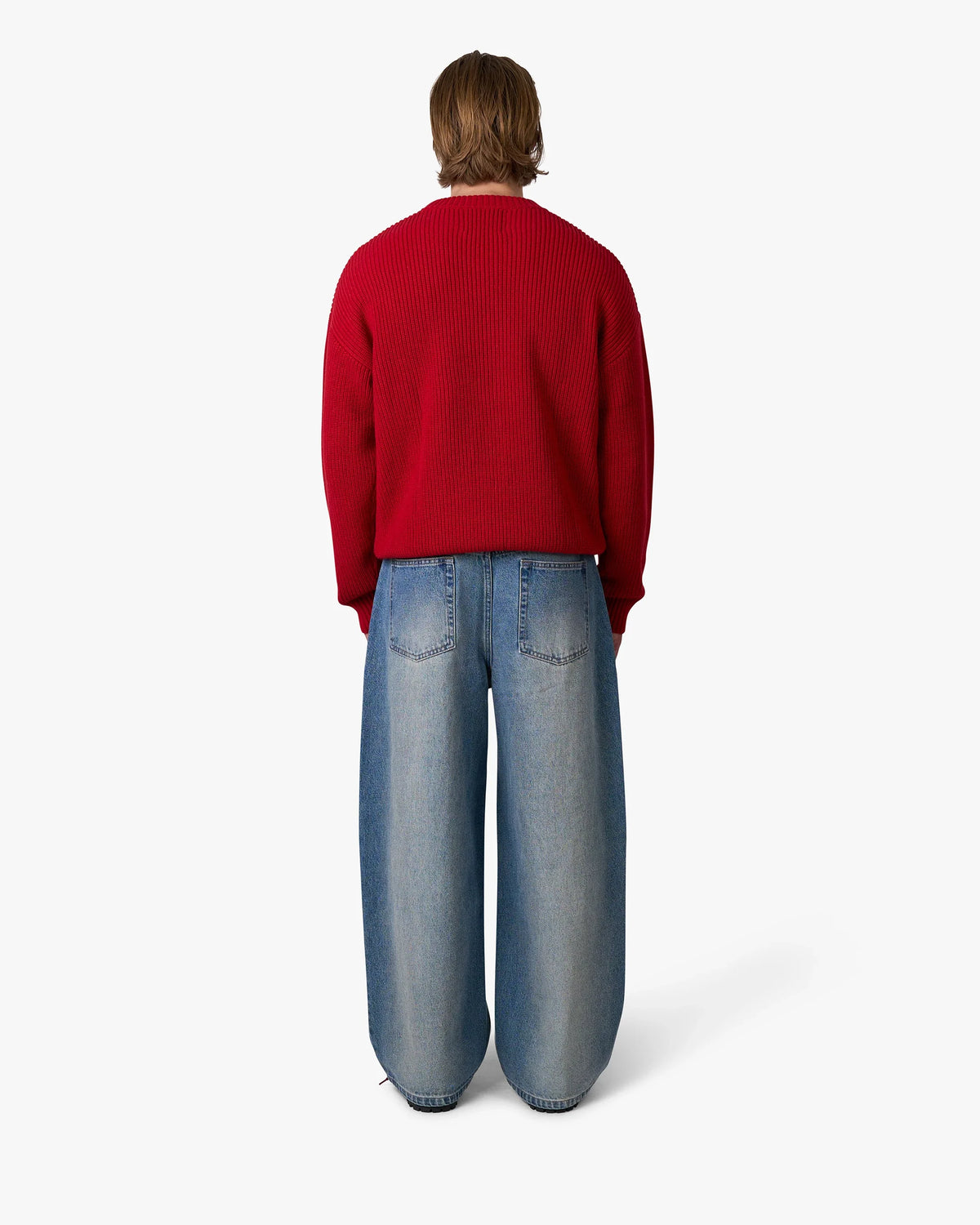 Naval Knitted Cotton Sweater | Red