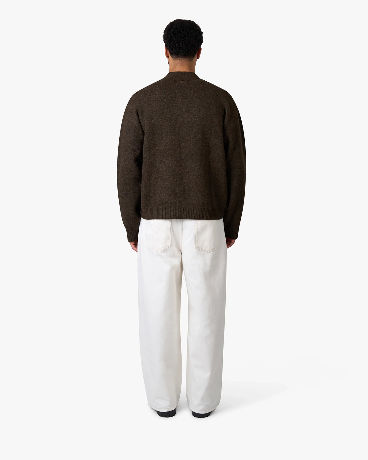 Signore Brushed Zip-Up Cardigan | Brown