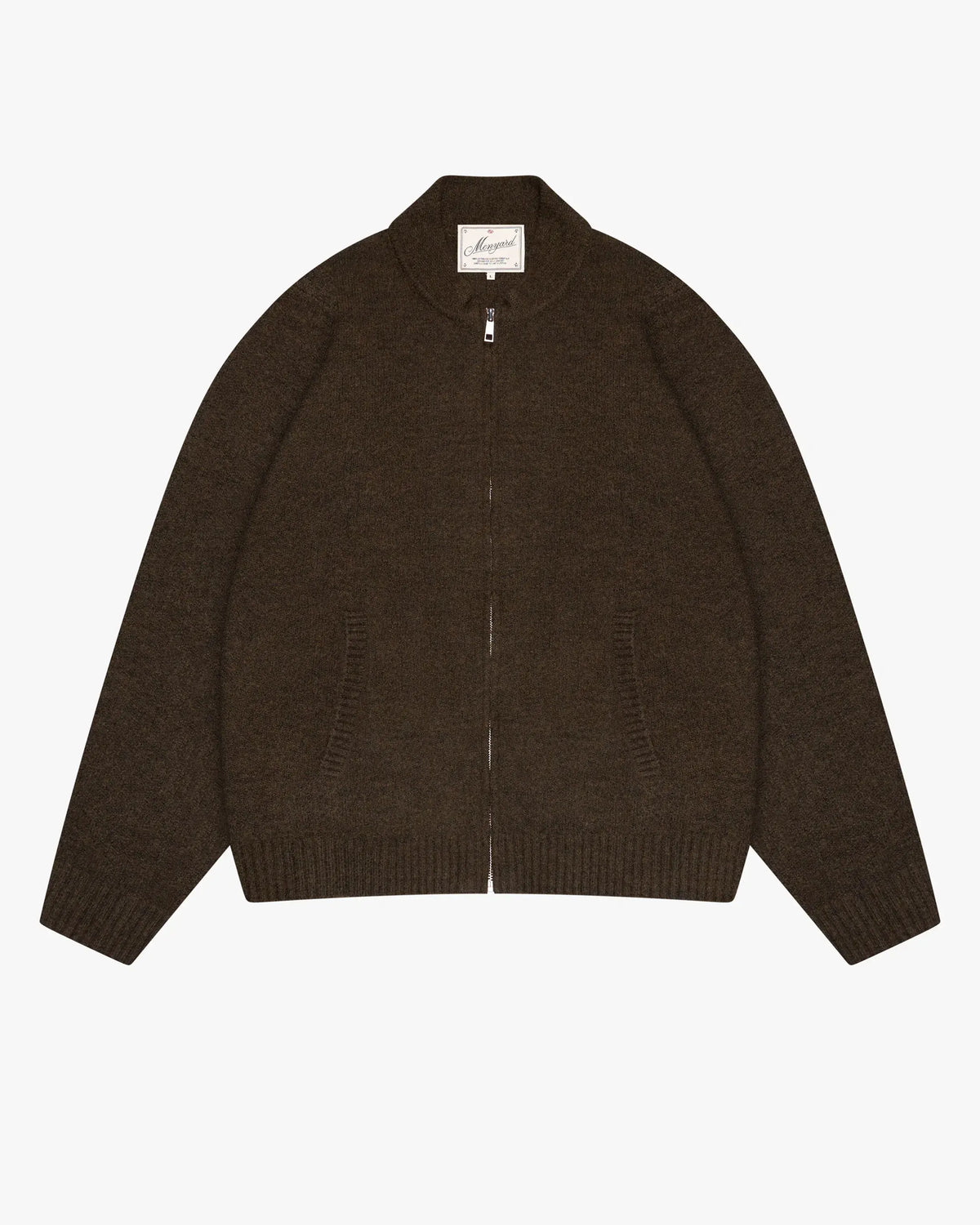 Signore Brushed Zip-Up Cardigan | Brown flatlay