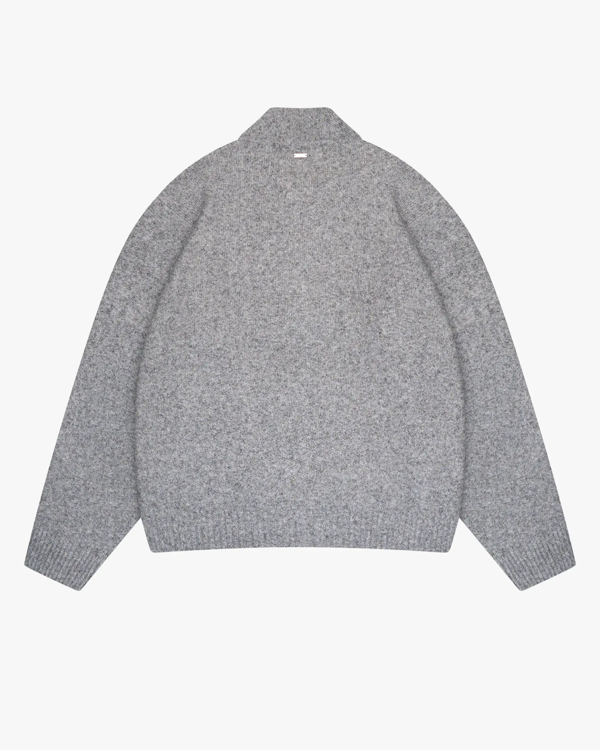 Signore Brushed Zip-Up Cardigan | Grey Melee flatlay back