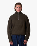 Sontuso Knitted Half-Zip Sweater | Dark Brown