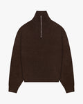 Sontuso Knitted Half-Zip Sweater | Dark Brown flatlay