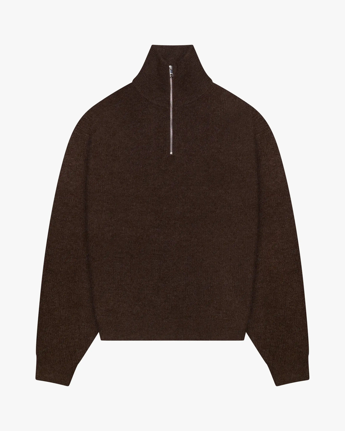 Sontuso Knitted Half-Zip Sweater | Dark Brown flatlay