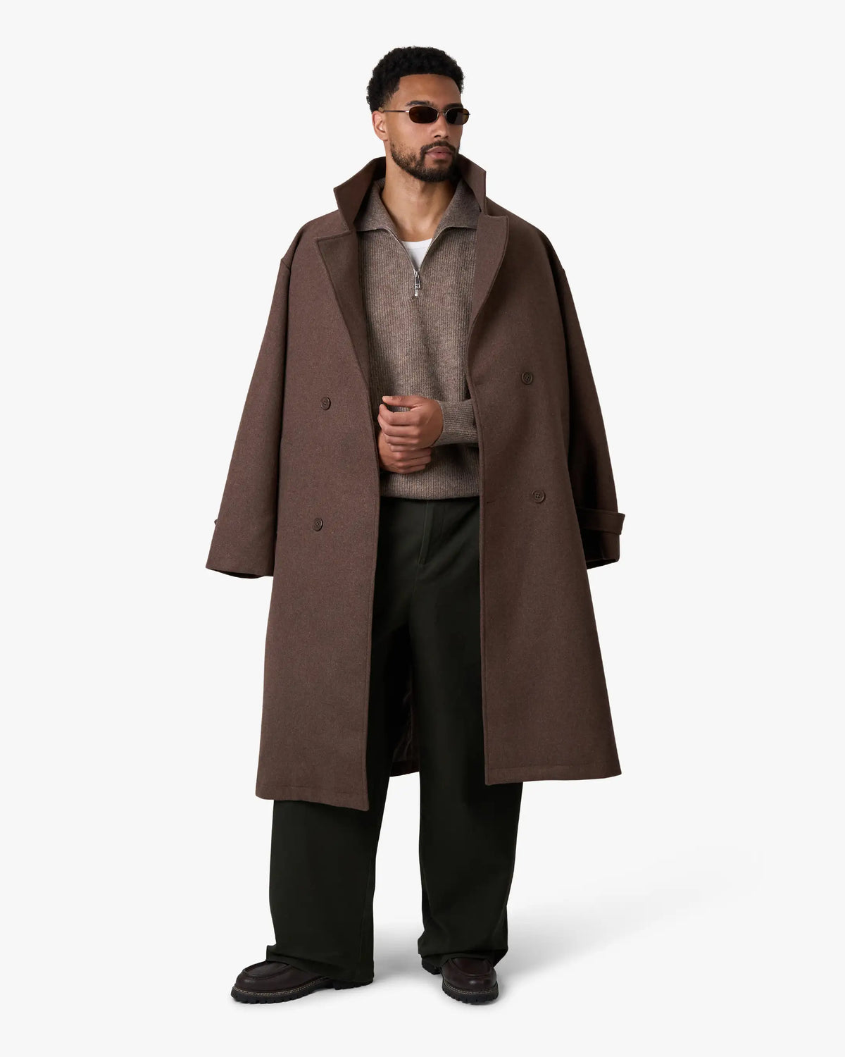 Sontuso Knitted Half-Zip Sweater | Light Brown
