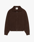 Ventura Cotton Zip-Up Cardigan | Dark Brown flatlay