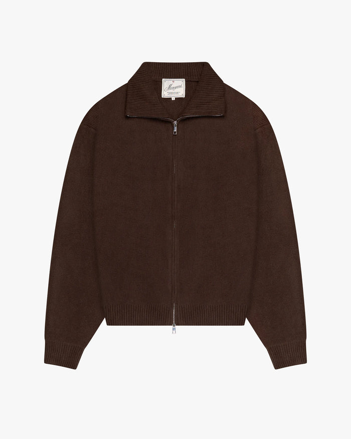 Ventura Cotton Zip-Up Cardigan | Dark Brown