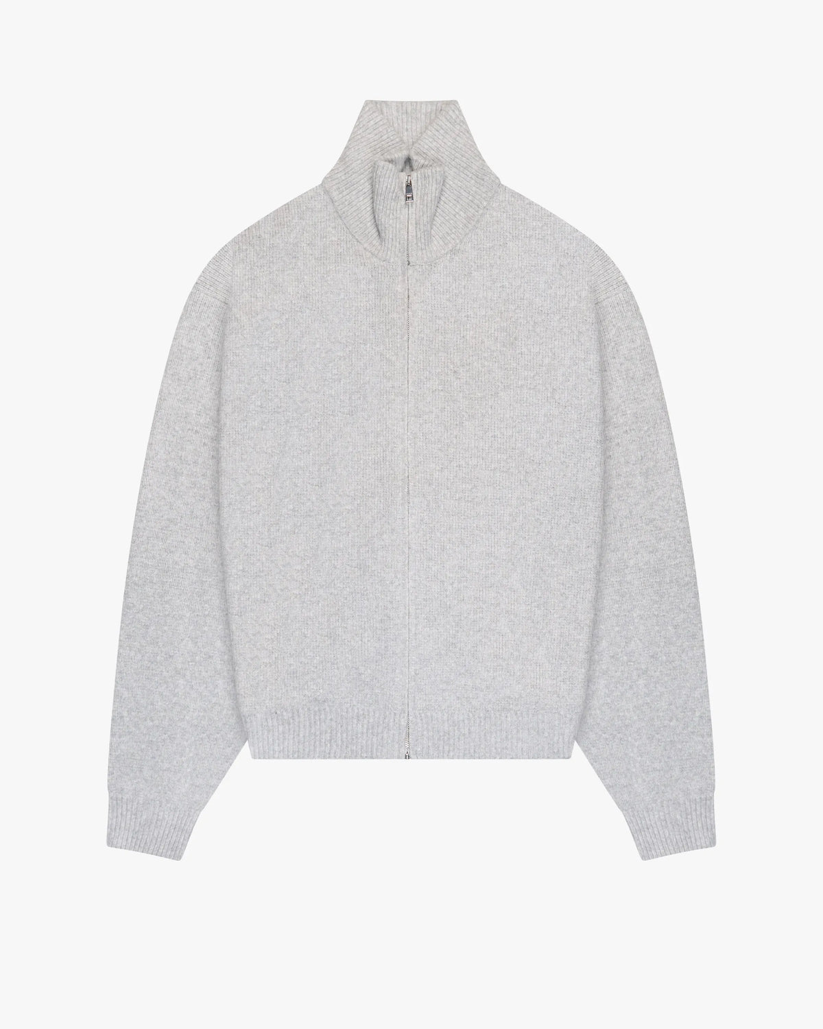 Ventura Cotton Zip-Up Cardigan | Grey Melee flatlay open